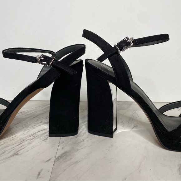 Franco Sarto Damalis Black Sparkle Square Toe Heeled Sandal 11M - Picture 8 of 15